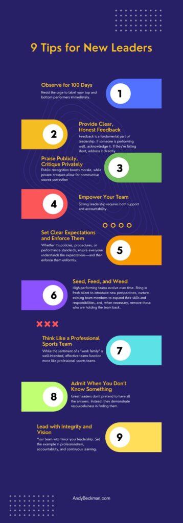 9 Tips for New Leaders Info Graphic